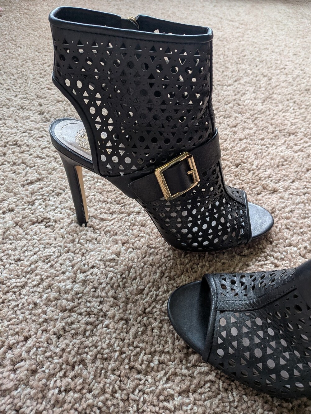 Vince Camuto Black Peep-toe Booties Women's 8.5 - Picture 5 of 15